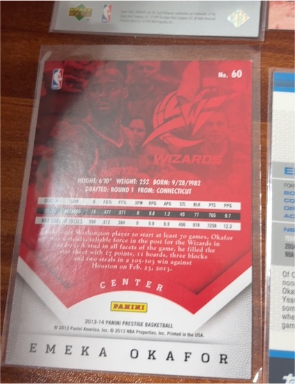 2013-14 Panini Prestige #60 Emeka Okafor — front