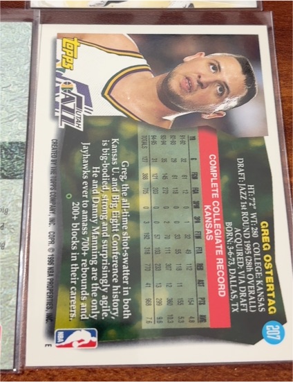1995-96 Topps #207 Greg Ostertag — front
