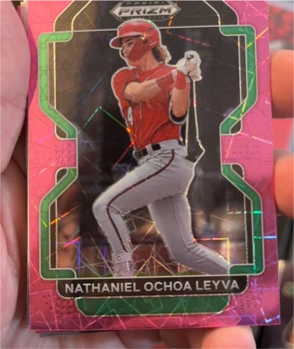 2022 Panini Prizm Draft Picks #PDP171 Nathaniel Ochoa Leyva Neon Pink Velocity — front
