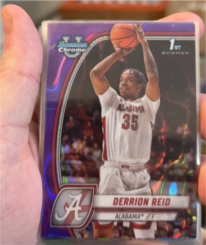 2024-25 Bowman University Chrome #20 Derrion Reid Purple Lava Refractor — front