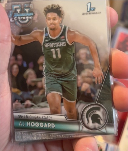 2023-24 Bowman Chrome University #5 AJ Hoggard Michigan State Spartans — front