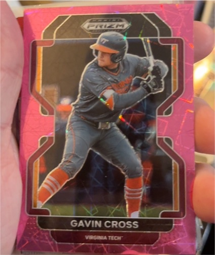 2022 Panini Prizm Draft Picks #PDP9 Gavin Cross Neon Pink Velocity — front