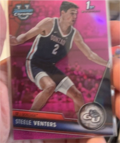 2023-24 Bowman Chrome University #83 Steele Venters Pink Refractor — front
