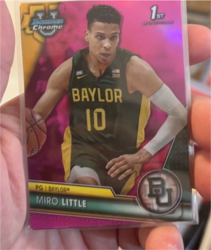 2023-24 Bowman University Chrome #12 Miro Little Pink Refractor — front
