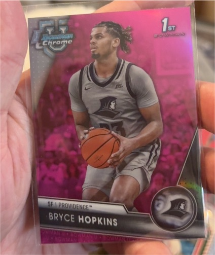2023-24 Bowman Chrome University #70 Bryce Hopkins Pink Refractor — front