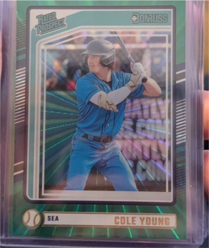 2024 Donruss Rated Prospect Green Laser #139 Cole Young Mariners — front