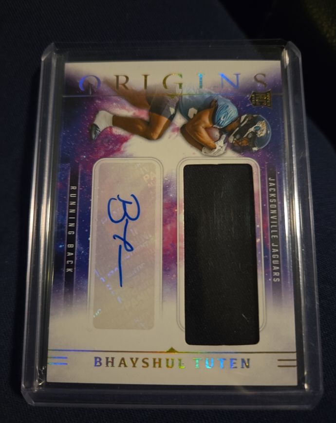 2025 Panini Origins #RJJ-BTU Bhayshul Tuten Rookie Jumbo Patch Autograph — front