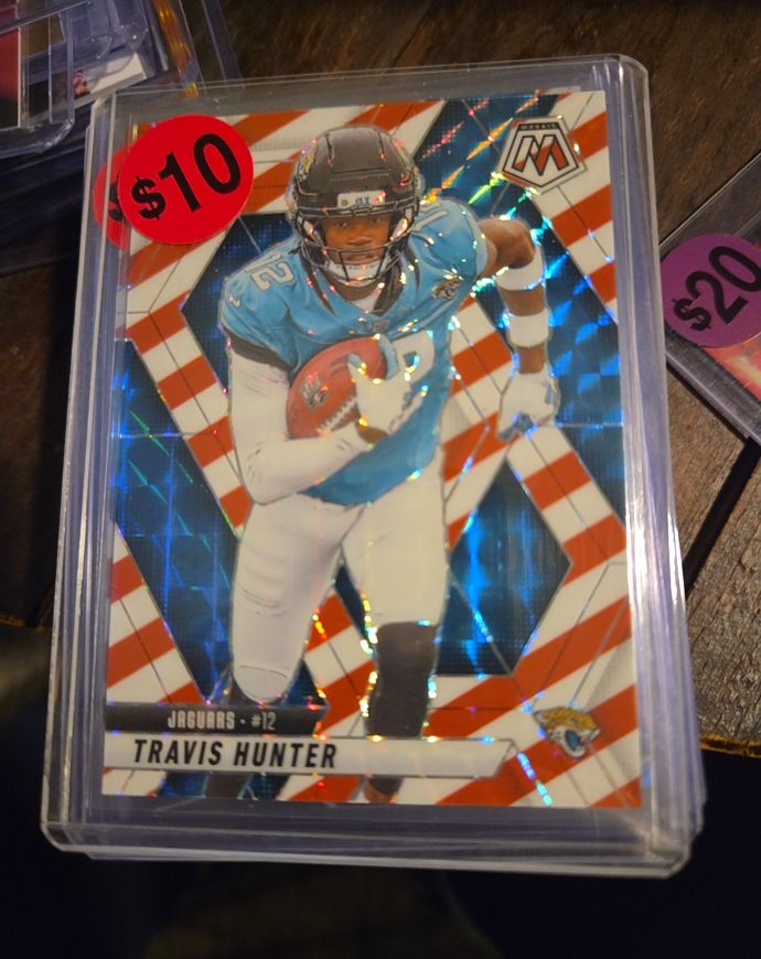 2025 Panini Mosaic #301 Travis Hunter RC Candy Cane Prizm Jacksonville Jaguars — front