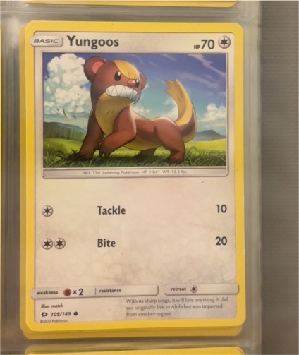 2017 Pokemon Sun & Moon #109 Yungoos — front
