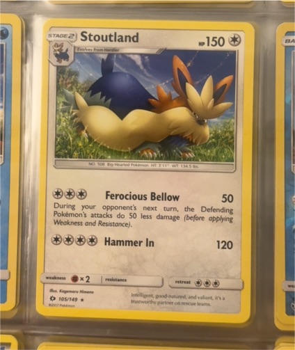 2017 Pokémon Sun & Moon #105 Stoutland — front