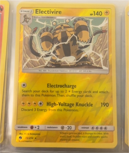 2017 Pokemon Sun & Moon Lost Thunder #72 Electivire — front