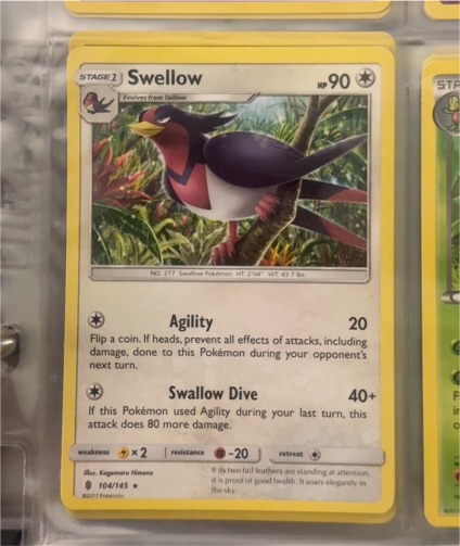 2017 Pokemon Guardians Rising #104 Swellow — front