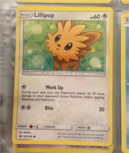 2017 Pokemon Sun & Moon Base Set #103 Lillipup — front