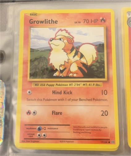2016 Pokémon XY Evolutions #17 Growlithe — front