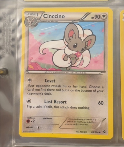 2016 Pokémon XY Fates Collide #88 Cinccino — front