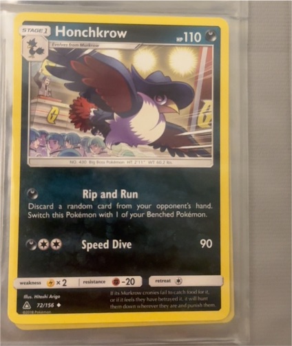 2017 Pokemon Sun & Moon Ultra Prism #72 Honchkrow — front