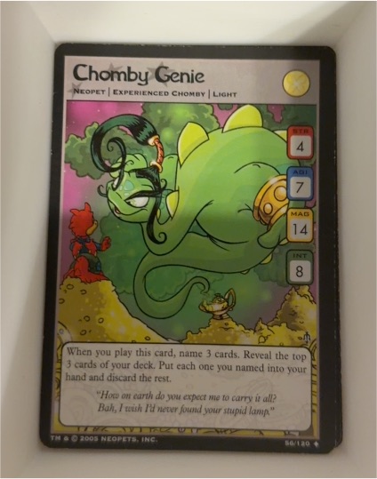 2005 Neopets Curse of Maraqua #56 Chomby Genie — front
