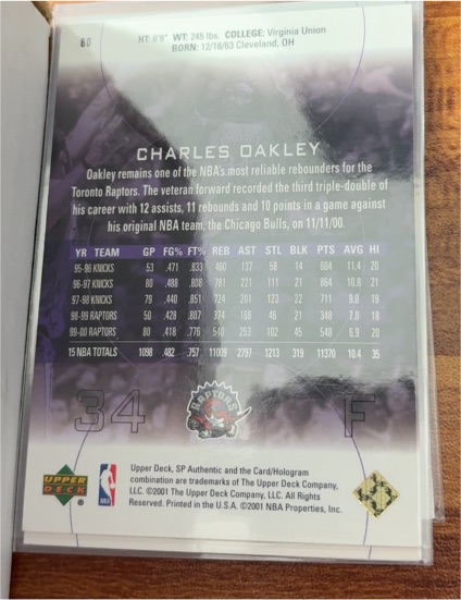 1999 Upper Deck #34 Charles Oakley — front