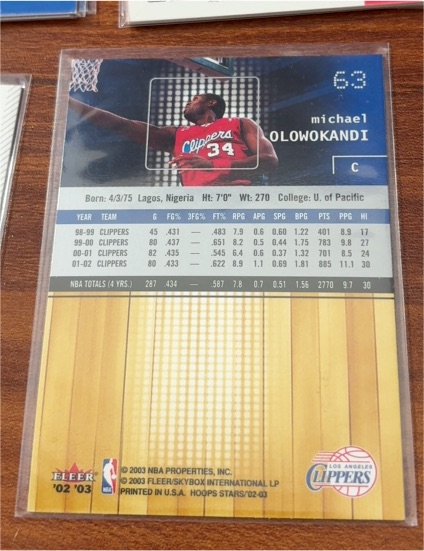 2002-03 Fleer NBA Hoops Stars #63 Michael Olowokandi — front