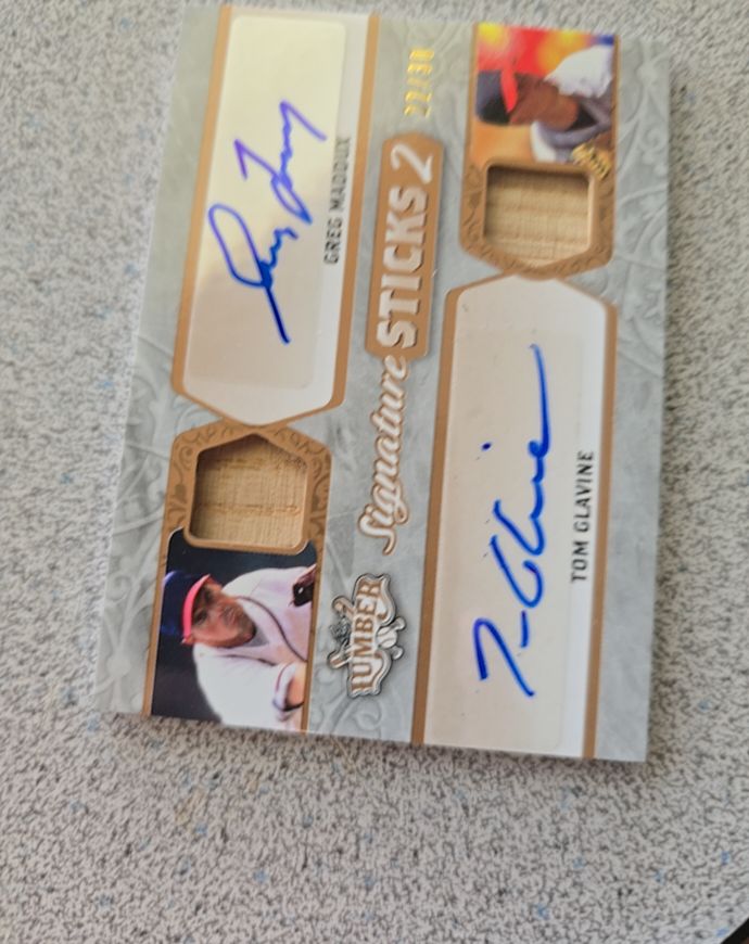 2022 Leaf Lumber Signature Sticks 2 #Signature Sticks 2 Tom Glavine/Greg Maddux — front