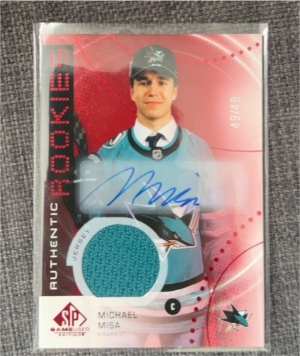 2025-26 Upper Deck SP Game Used Authentic Rookies Red Jersey Autograph #49 Michael Misa — front