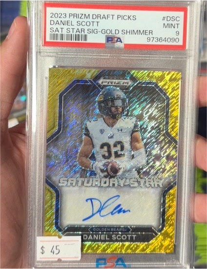 2023 Panini Prizm Draft Picks #DSC Daniel Scott Saturday Star Gold Shimmer — front