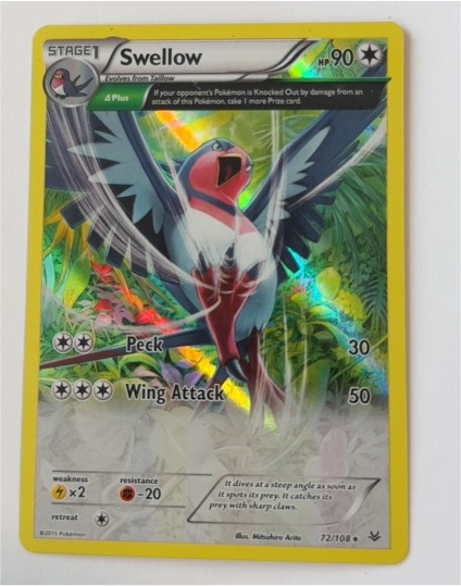 2015 Pokémon XY Roaring Skies #72 Swellow — front