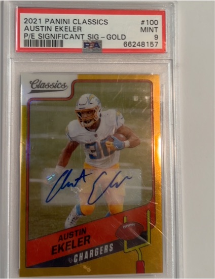 2021 Panini Classics #100 Austin Ekeler P/E Significant Sig - Gold — front