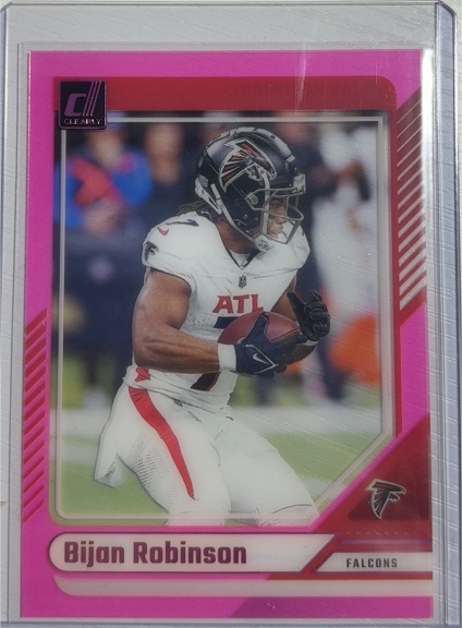 2024 Panini Donruss Clearly #4 Bijan Robinson Pink Parallel — front