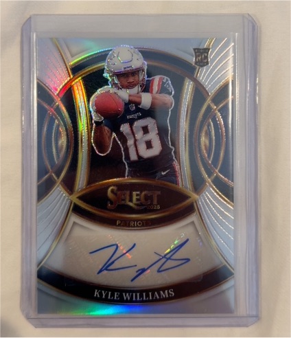 2025 Panini Select #RSI-KWS Kyle Williams Rookie Signatures Silver Prizm Auto Patriots — front