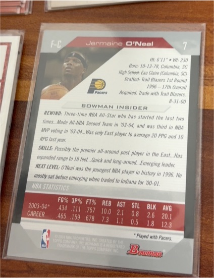 2003 Bowman Insider #7 Jermaine O'Neal — front