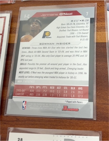 2003 Bowman #7 Jermaine O'Neal — front