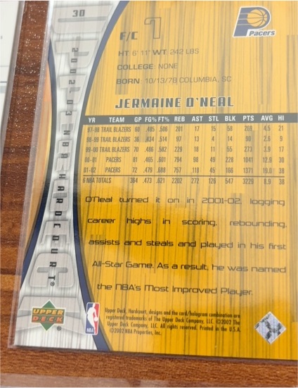 2001-02 Upper Deck #63 Jermaine O'Neal — front