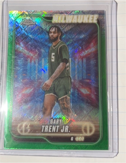 2024-25 Topps Chrome #81 Gary Trent Jr. Green Topps Refractor — front