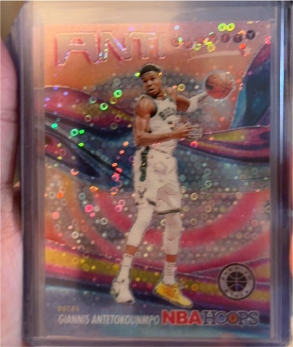 2023-24 Panini NBA Hoops Premium Stock #12 Giannis Antetokounmpo Anti Gravity Disco Prizm — front