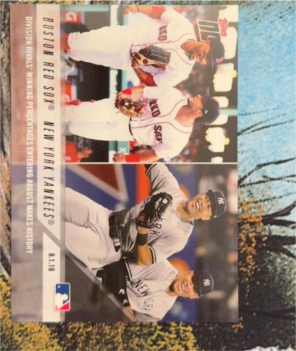 2018 Topps Now #539 Boston Red Sox / New York Yankees Division Rivals Winning Percentages — front