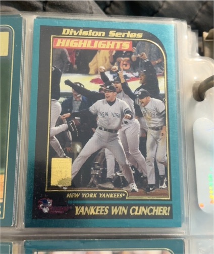 2001 Topps #402 Division Series Highlights New York Yankees Win Clincher — front