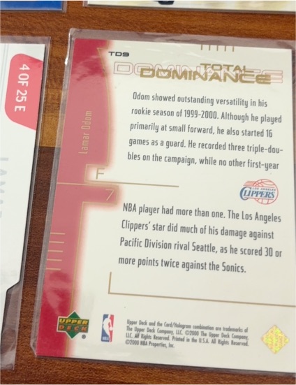 2000 Upper Deck Total Dominance #TD9 Lamar Odom — front