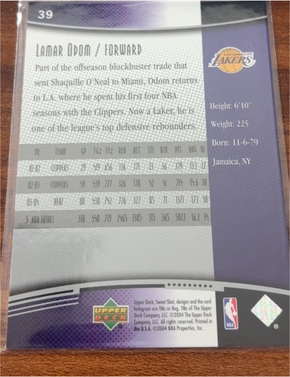 2004-05 Upper Deck Sweet Shot #39 Lamar Odom — front