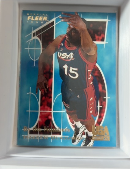 1996 Fleer USA Basketball #15 Hakeem Olajuwon By the Numbers — front
