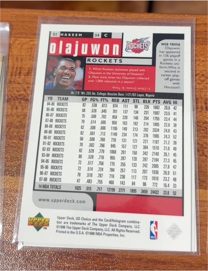 1994-95 Upper Deck #13 Hakeem Olajuwon — front
