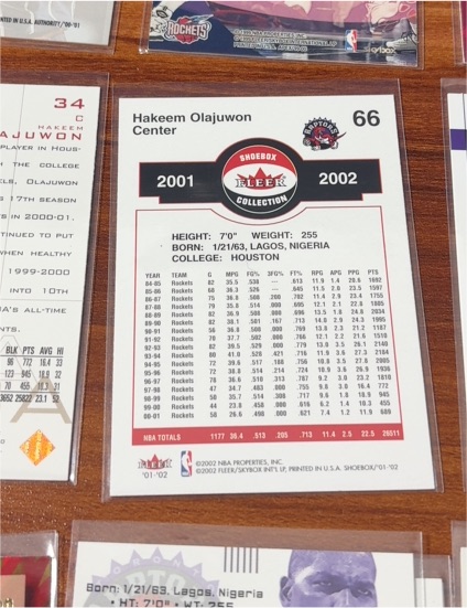 2001 Fleer Shoebox #66 Hakeem Olajuwon — front