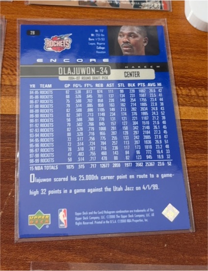 1996 Upper Deck #28 Hakeem Olajuwon — front