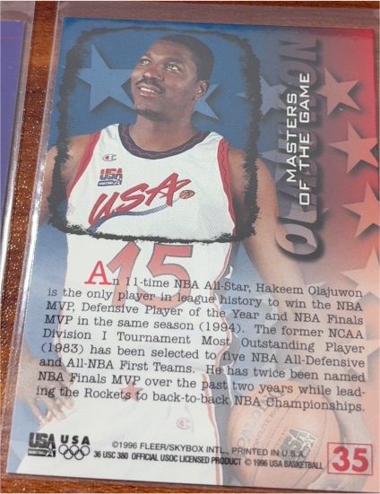 1996 Fleer Special USA Basketball #35 Hakeem Olajuwon Master Of The Game — front