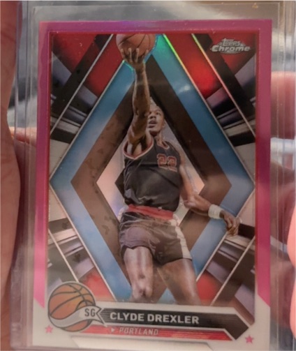 2023-24 Topps Chrome #72 Clyde Drexler Pink Refractor — front