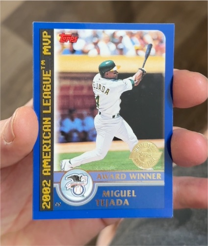 2003 Topps #705 Miguel Tejada Award Winner — front