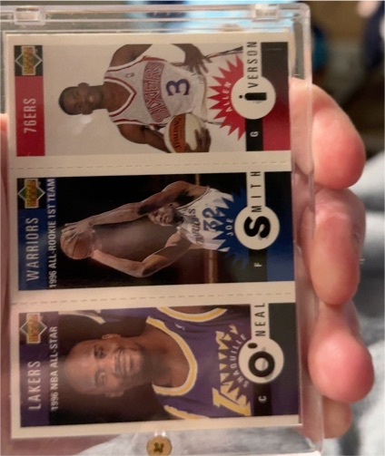 1996-97 Upper Deck Collector's Choice Mini #M132/M117/M152 Allen Iverson / Joe Smith / Shaquille O'Neal — front