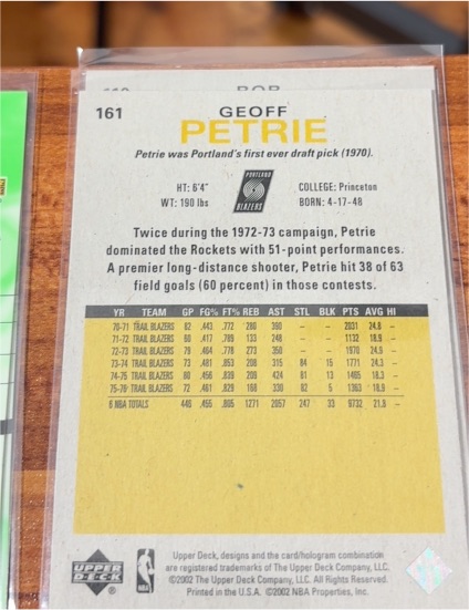 2002-03 Upper Deck Generations #161 Geoff Petrie — front