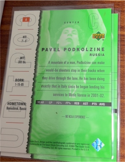 2003-04 Upper Deck UD Top Prospects #6 Pavel Podkolzine — front