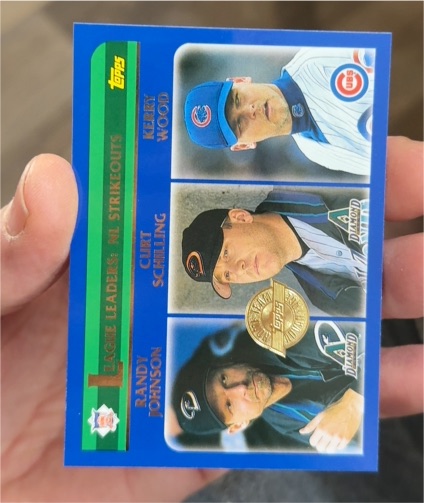 2003 Topps #348 Randy Johnson / Curt Schilling / Kerry Wood — front